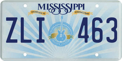 MS license plate ZLI463