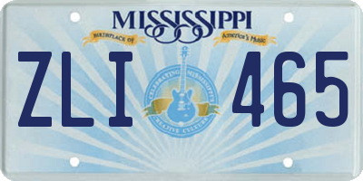 MS license plate ZLI465