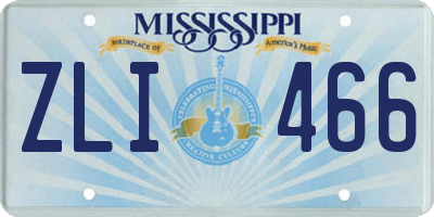 MS license plate ZLI466
