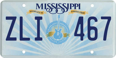 MS license plate ZLI467