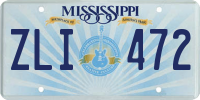 MS license plate ZLI472