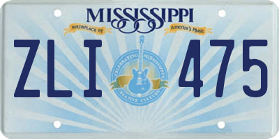 MS license plate ZLI475