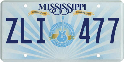 MS license plate ZLI477