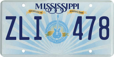 MS license plate ZLI478