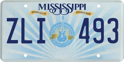 MS license plate ZLI493