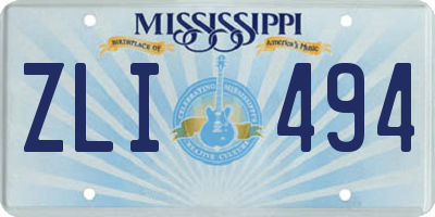 MS license plate ZLI494