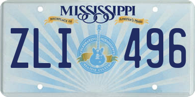 MS license plate ZLI496