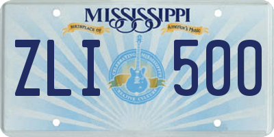 MS license plate ZLI500