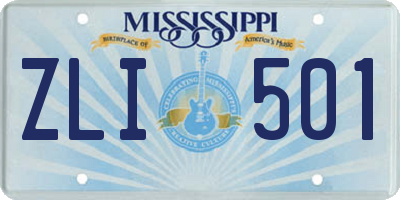 MS license plate ZLI501