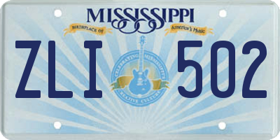 MS license plate ZLI502