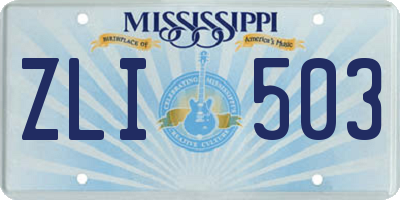 MS license plate ZLI503