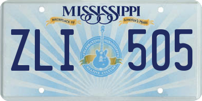 MS license plate ZLI505