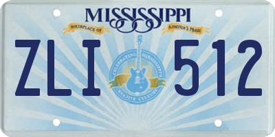 MS license plate ZLI512
