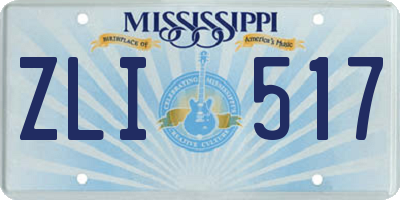 MS license plate ZLI517