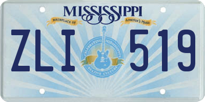 MS license plate ZLI519