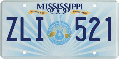 MS license plate ZLI521