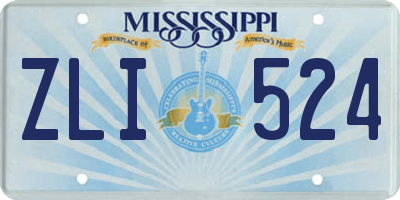 MS license plate ZLI524