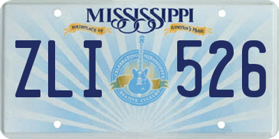 MS license plate ZLI526