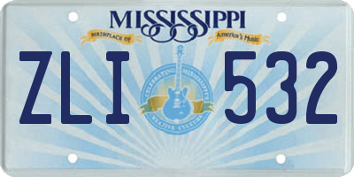 MS license plate ZLI532