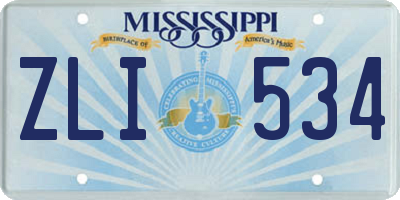 MS license plate ZLI534