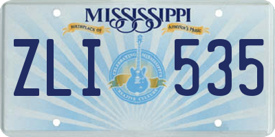 MS license plate ZLI535