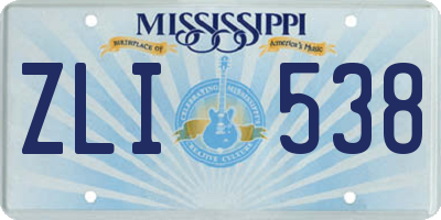 MS license plate ZLI538