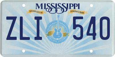 MS license plate ZLI540