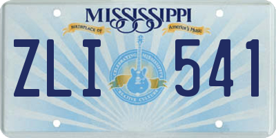 MS license plate ZLI541