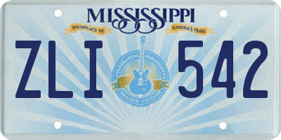MS license plate ZLI542