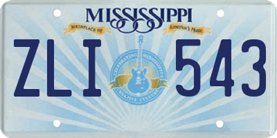 MS license plate ZLI543