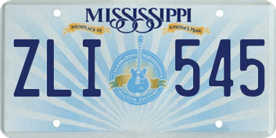 MS license plate ZLI545