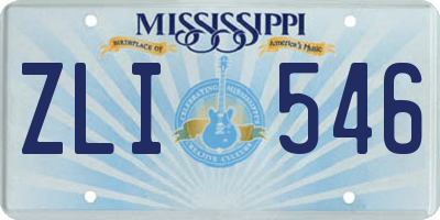 MS license plate ZLI546