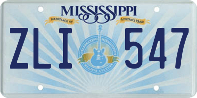 MS license plate ZLI547