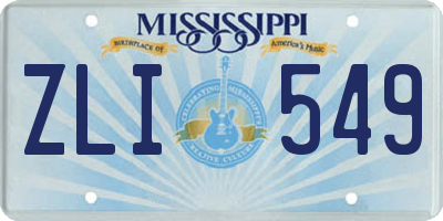 MS license plate ZLI549