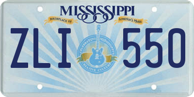 MS license plate ZLI550