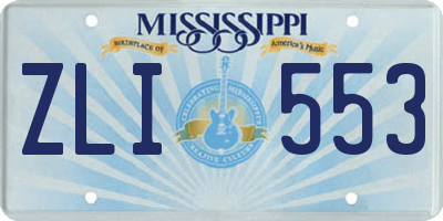 MS license plate ZLI553