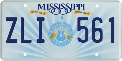 MS license plate ZLI561