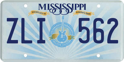 MS license plate ZLI562