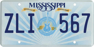 MS license plate ZLI567