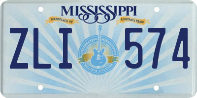 MS license plate ZLI574