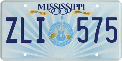 MS license plate ZLI575