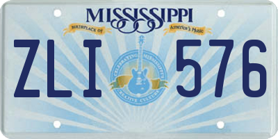MS license plate ZLI576