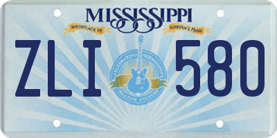 MS license plate ZLI580