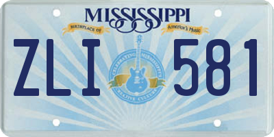 MS license plate ZLI581