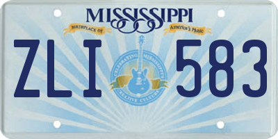MS license plate ZLI583