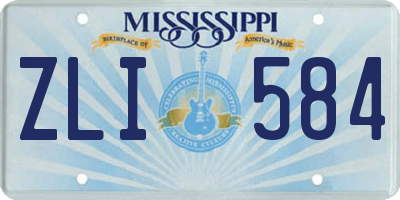 MS license plate ZLI584