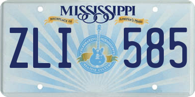 MS license plate ZLI585