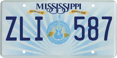 MS license plate ZLI587