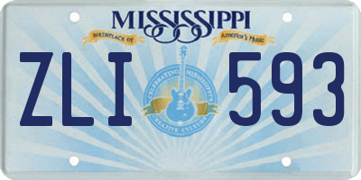 MS license plate ZLI593