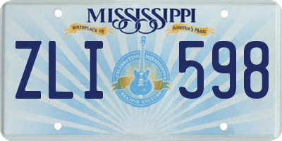 MS license plate ZLI598